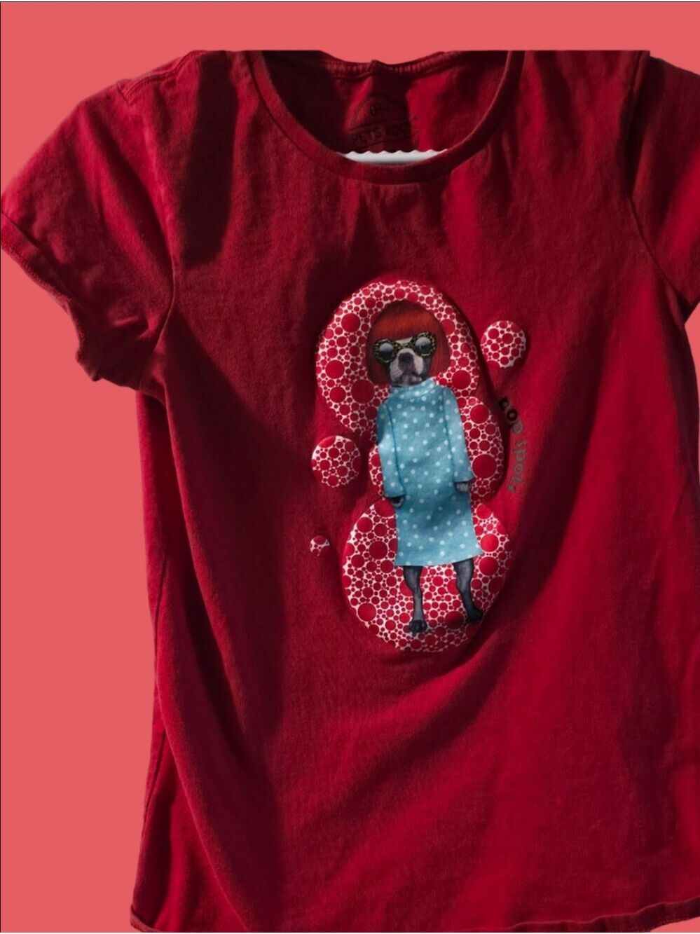 4/$25 Deal! Red Short-Sleeve Graphic Tee with Pet Rocks Themed Character